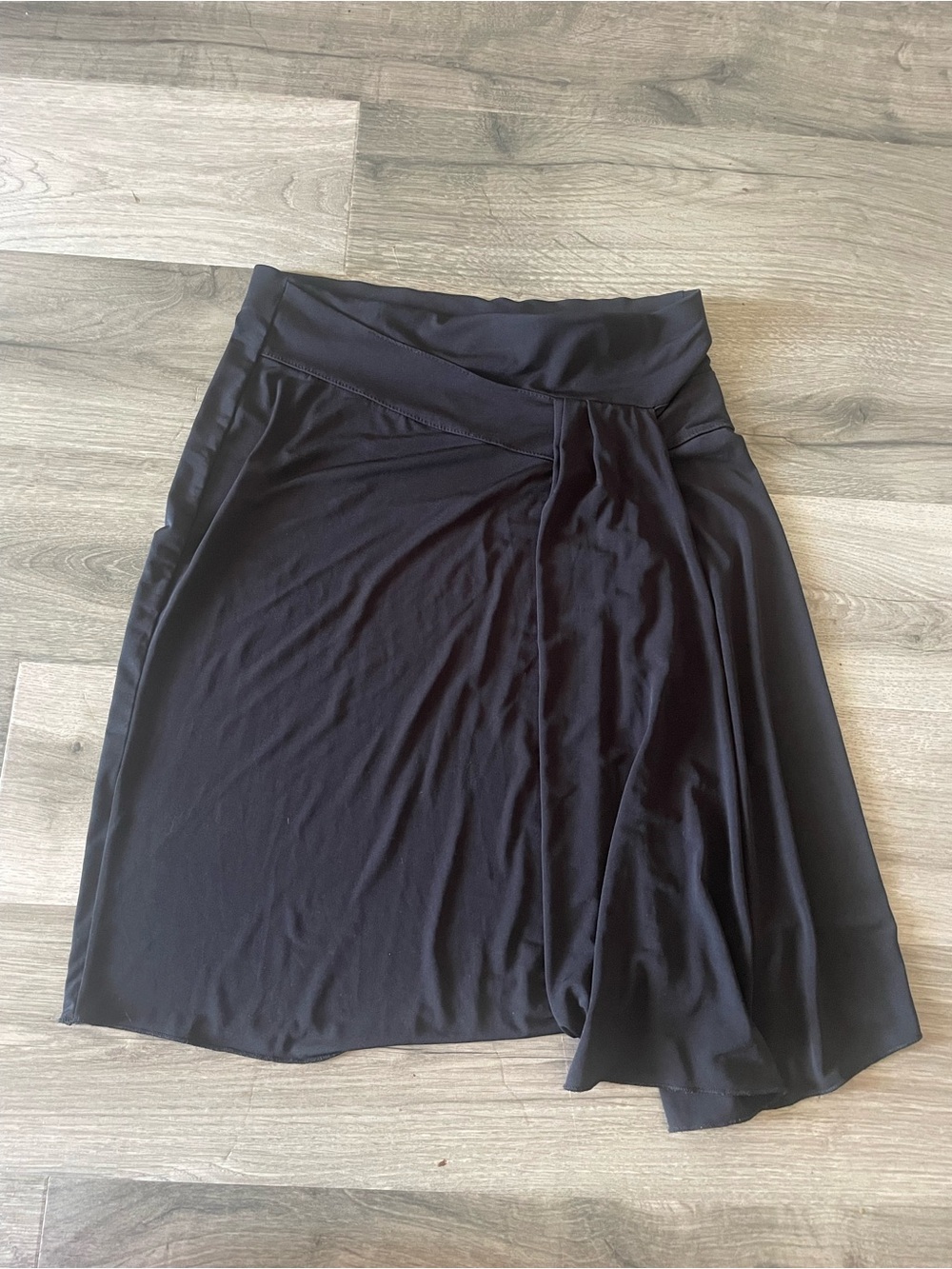 Suzy Shier Black Asymmetrical Draped Skirt